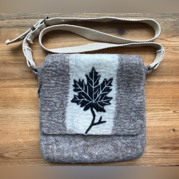 Hamro Village Handbags - HAMRO VILLAGE Maple Leaf Crossbody wool felted BOHO tote bag purse